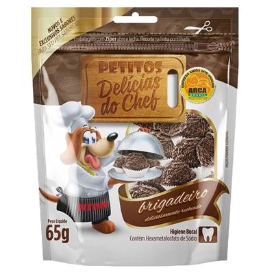 Snack Petitos Para Cães Chef Sabor Brigadeiro 65g