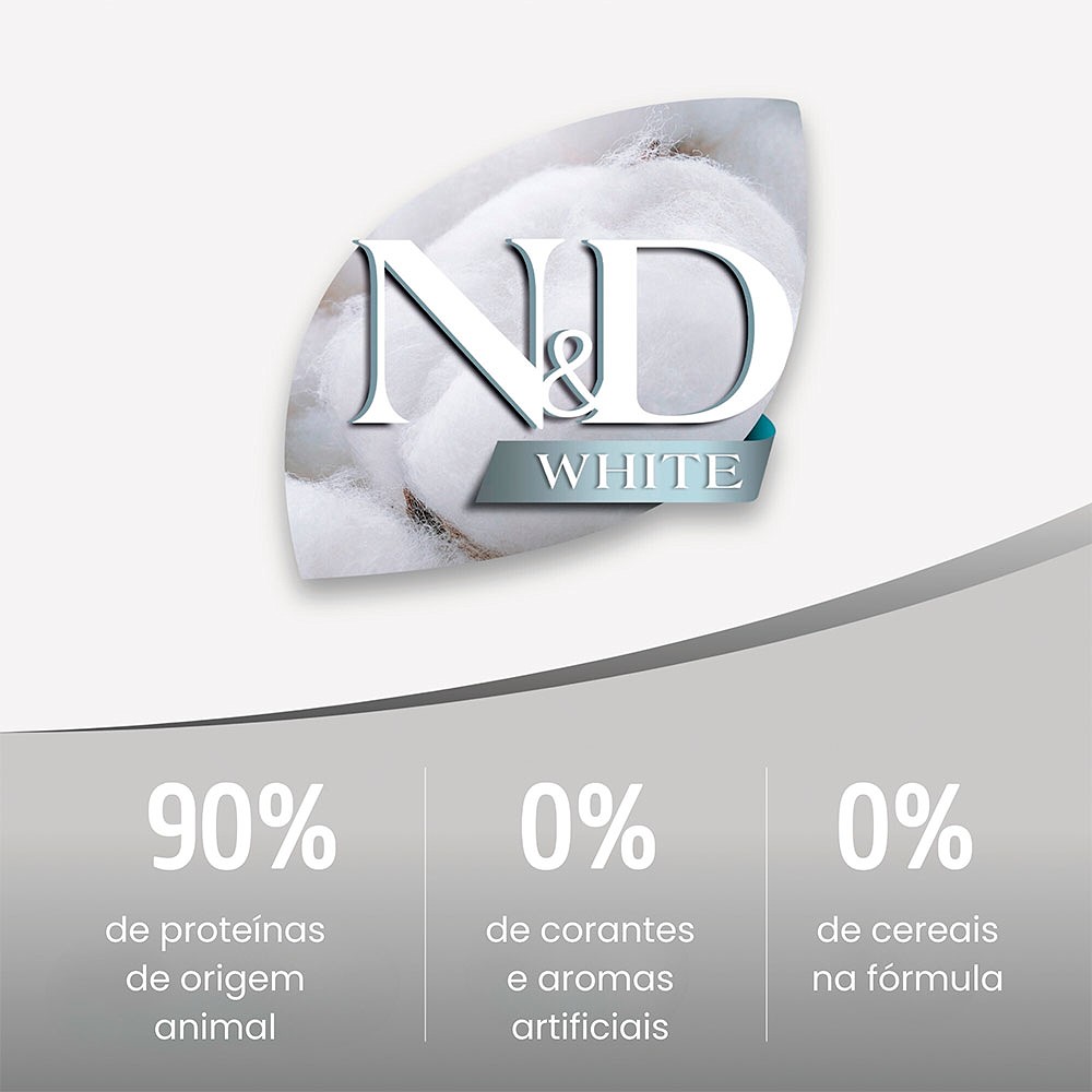 Ração N&D White para Cães Filhotes de Raças Mini e Pequenas Sabor Merluza, Spirulina e Erva Doce