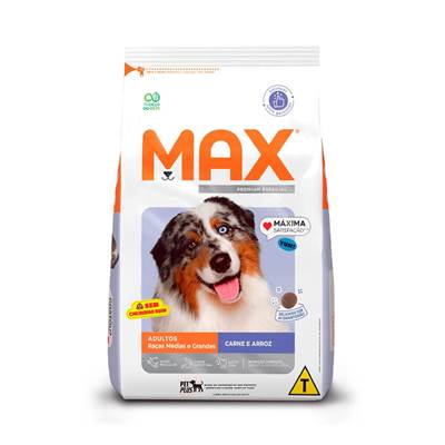 Ração Max para Cães Adultos de Porte Médio e Grande sabor Carne e Arroz 3kg