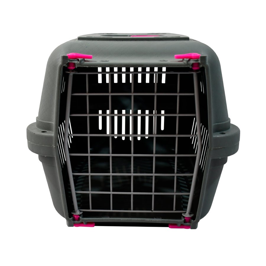 Caixa de Transporte DuraPets Pink com Porta de Aço para Cães e Gatos