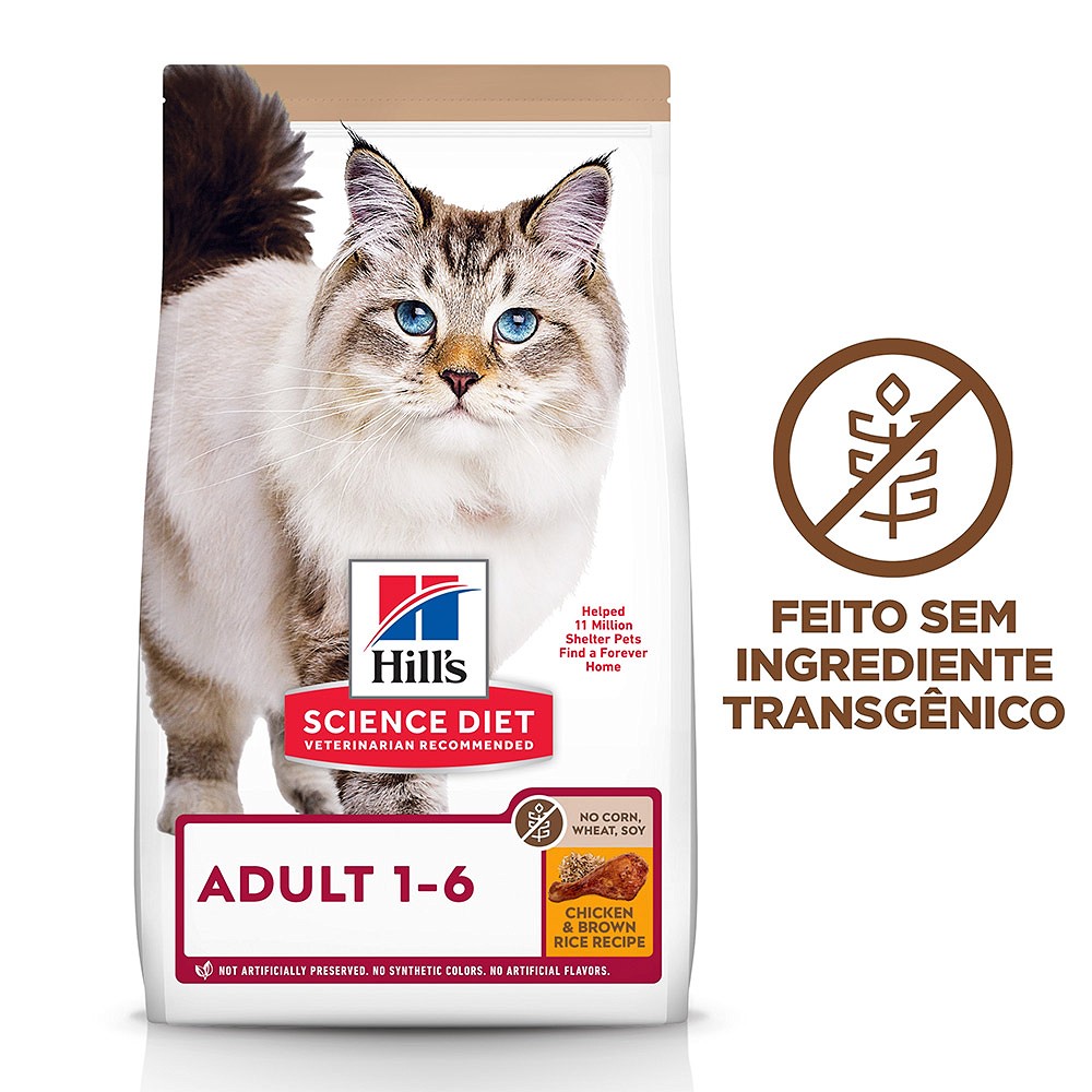 Ração Hill's Science Diet Sem Milho, Trigo ou Soja para Gatos Adultos sabor Frango