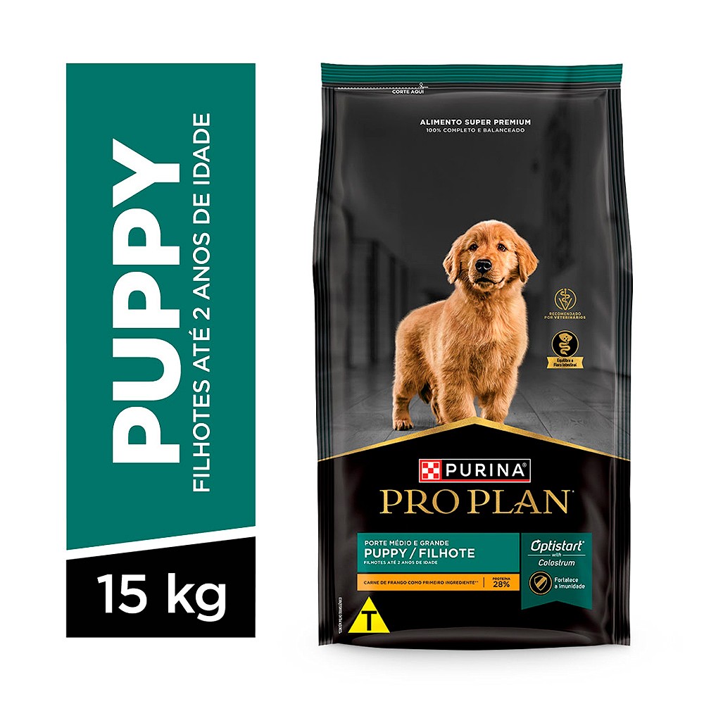 Racão Nestlé Purina Pro Plan para Cães Filhotes Porte Médio e Grande sabor Frango