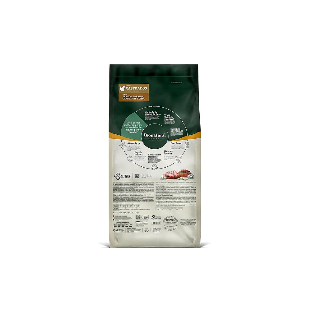 Ração Bionatural Prime para Gatos Castrados Sabor Frango