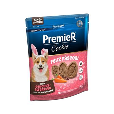 Biscoito Premier Cookie Páscoa para Cães Adultos de Porte Pequeno Sabor Cenoura e Alfarroba 250g