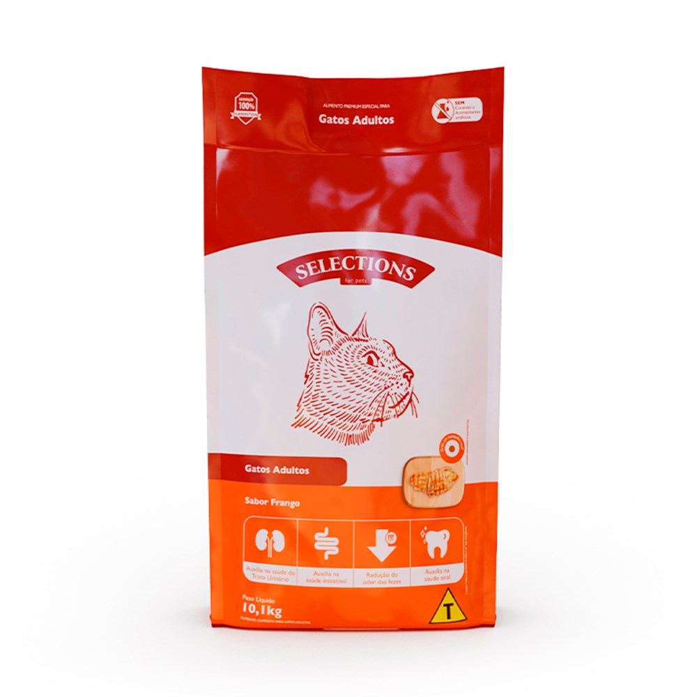 Ração Selections For Pet para Gatos Adultos sabor Frango