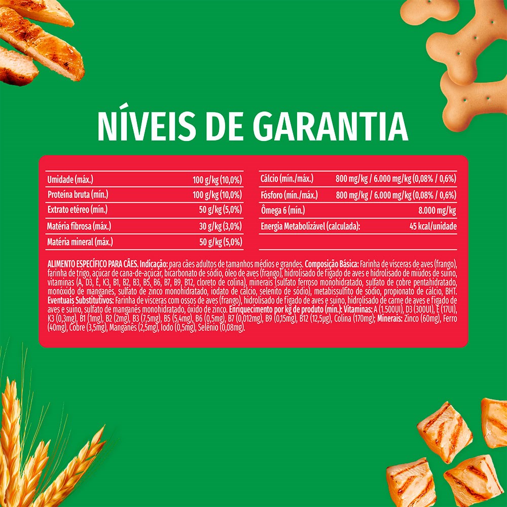 Biscoito Dog Chow para Cães Adultos Médios e Grandes Sabor Frango