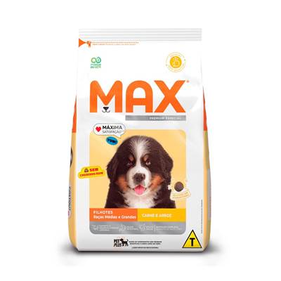 Ração Max para Cães Filhotes de Porte Médio e Grande sabor Carne e Arroz 3kg