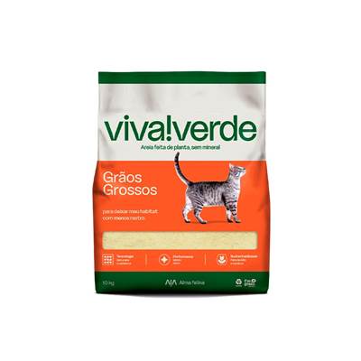 Areia Higiênica Viva Verde Grãos Grossos para Gatos 4kg