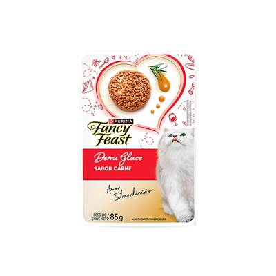 Ração Fancy Feast Sachê para Gatos Adultos sabor Demi Glace Carne 85g