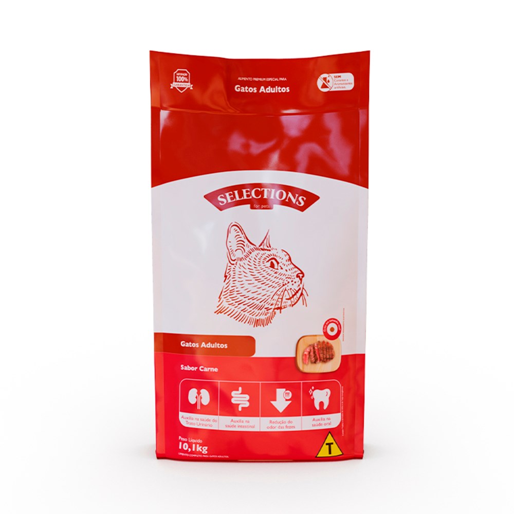 Ração Selections For Pet para Gatos Adultos sabor Carne