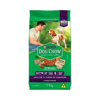 Ração Dog Chow Longevidade para Cães com Mais de 7 anos Sabor Carne, Frango e Arroz 1kg