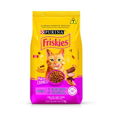 Ração Friskies Mix de Carne para Gatos Adultos Castrados Sabor Carne, Peru, Fígado e Frango 10,1kg