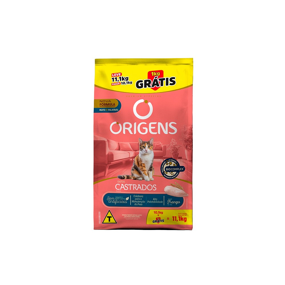Ração Origens para Gatos Castrados sabor Frango 