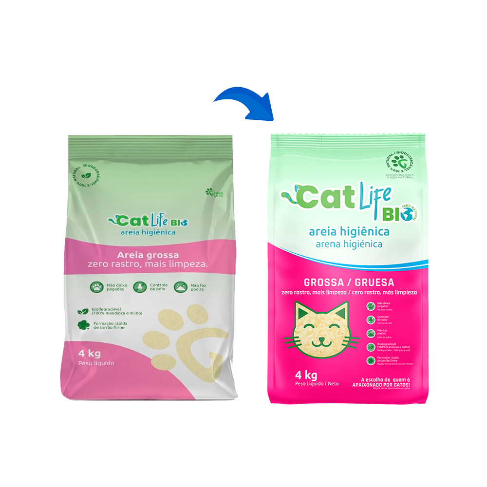 Areia Higiênica Cat Life Bio Grãos Grossos para Gatos