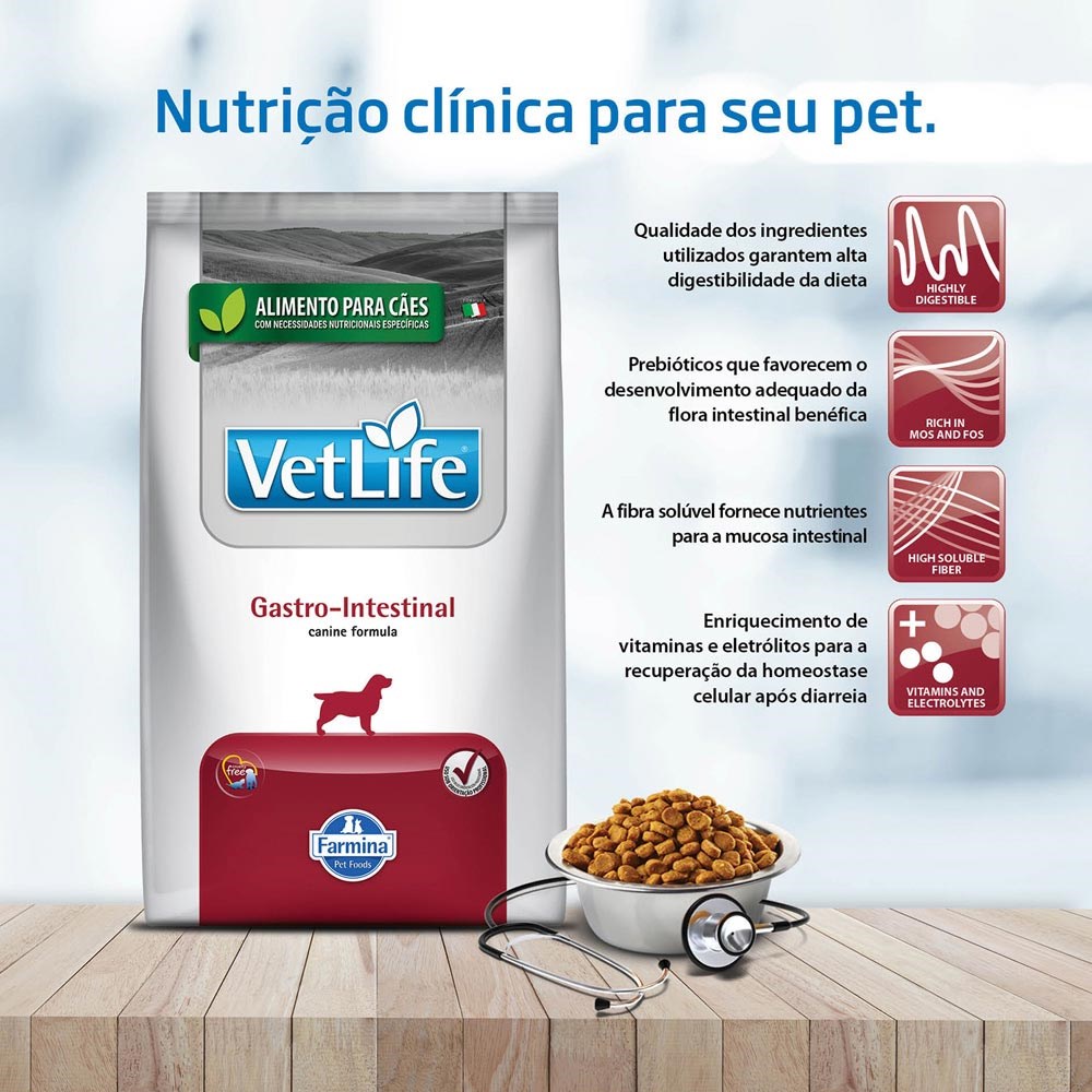 Ração Vet Life Natural Gastro Intestinal para Cães Adultos