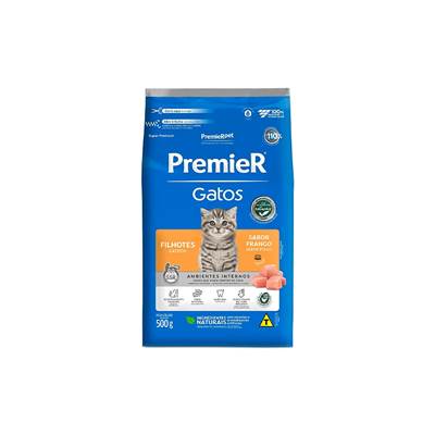 Ração Premier Ambientes Internos para Gatos Filhotes sabor Frango 0,5kg
