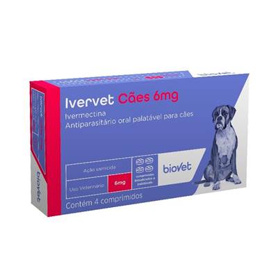 Antiparasitário Biovet Ivervet 6mg para Cães até 30kg 6mg