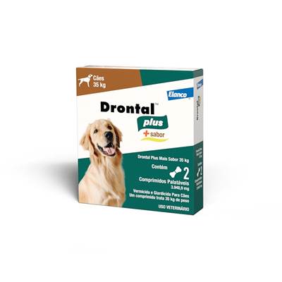 Vermífugo Drontal Plus sabor Carne para Cães - 35kg 2 comprimidos