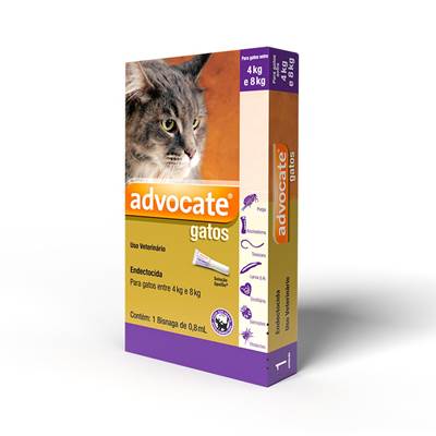 Antipulgas e Endectocida Advocate 0,8ml para Gatos entre 4kg e 8kg