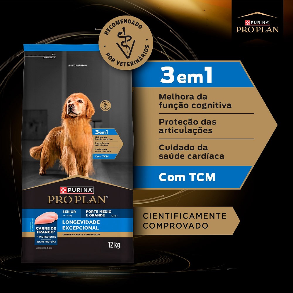 Ração Proplan Longevidade Excepcional para Cães Sênior 7+ de Porte Médio e Grande