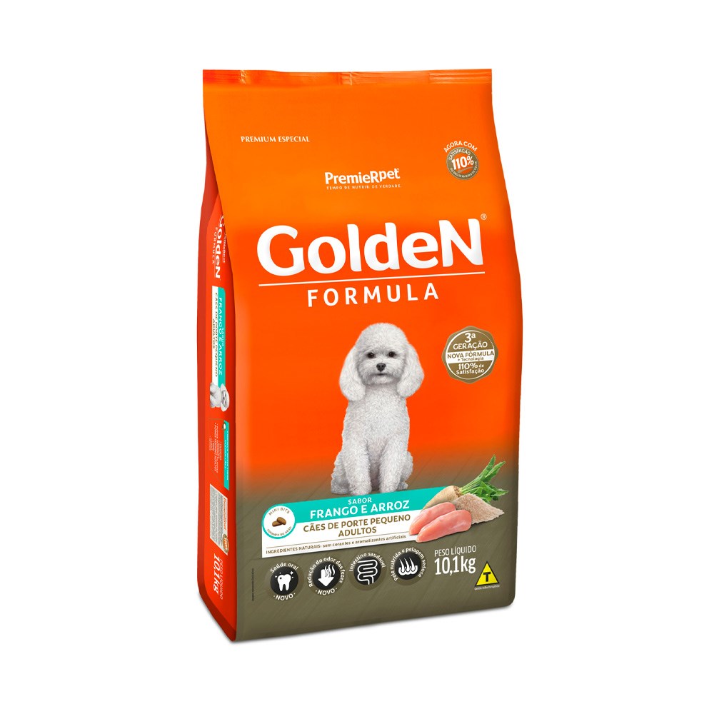 Ração Golden Fórmula Mini Bits para Cães de Pequeno Porte Adultos sabor Frango & Arroz