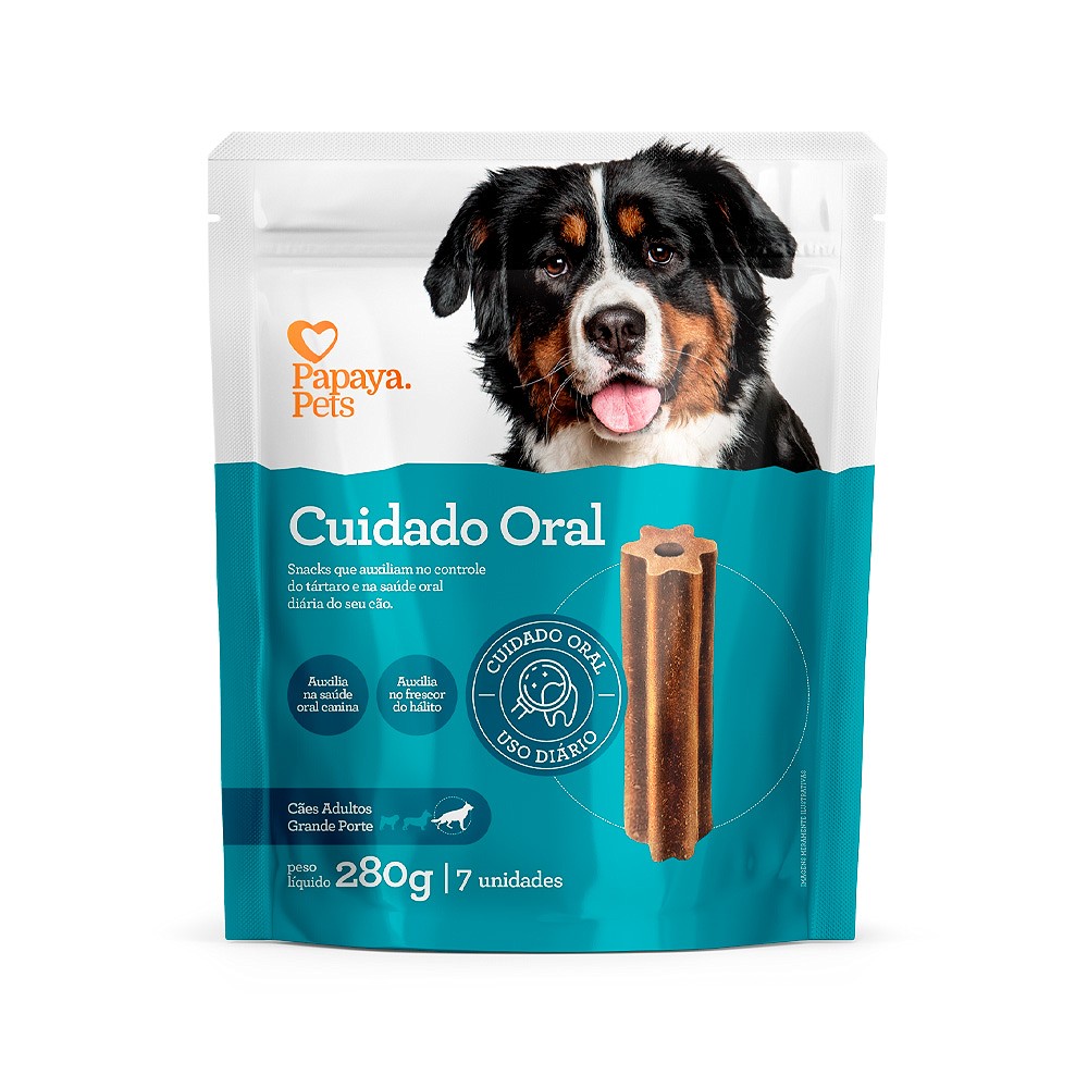 Snack Papaya Pets Cuidado Oral para Cães Adultos de Porte Grande