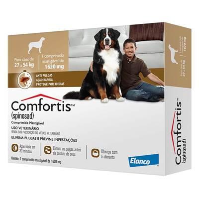 Antipulgas Comfortis Elanco 1620mg para Cães de 27kg a 54kg 1 comprimido