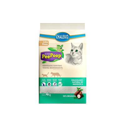 Areia Higiênica PeePoop Biodegradável Mandioca Grãos Finos para Gatos 4kg