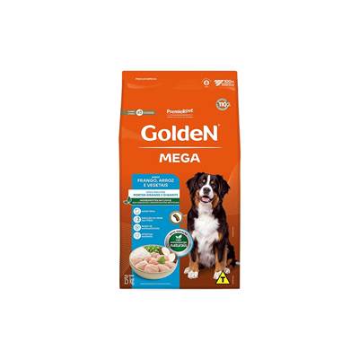 Ração Golden Mega para Cães Adultos de Raças Grandes Sabor Frango e Arroz 15kg