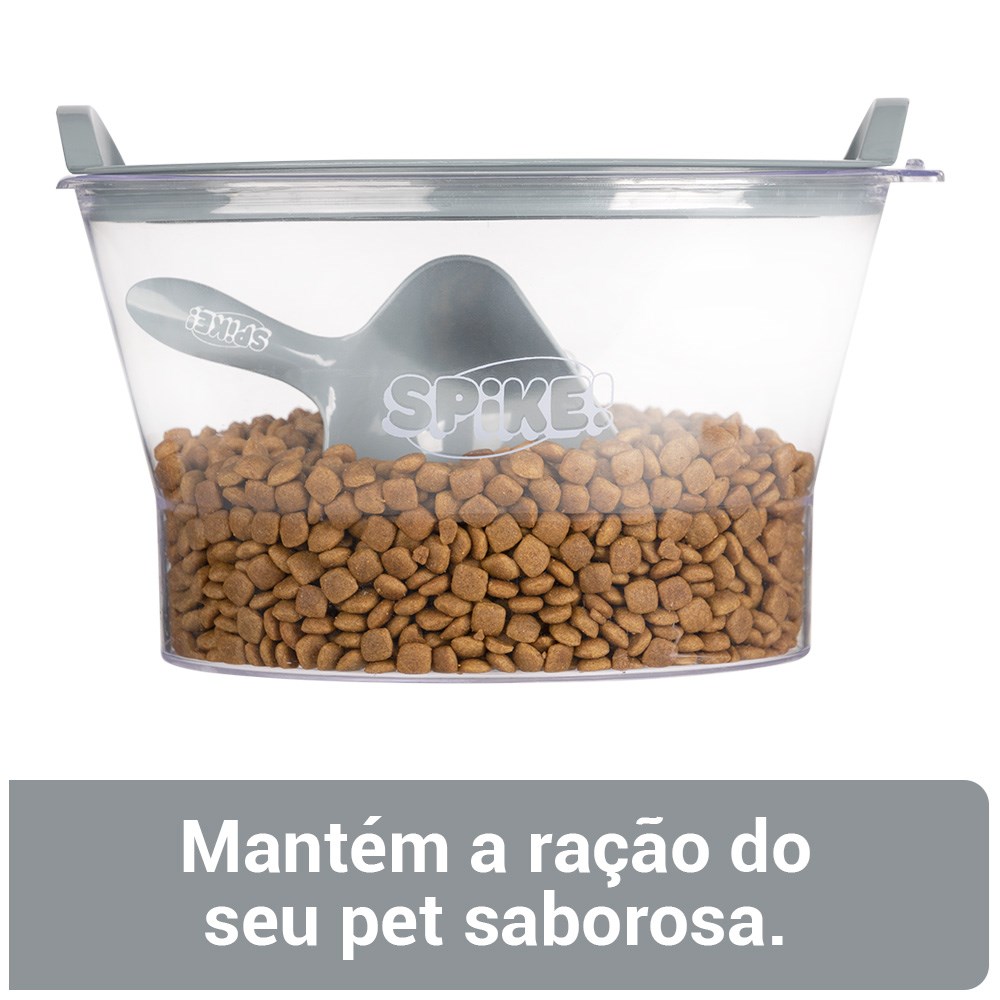 Porta Ração Spike Ardósia para Cães e Gatos