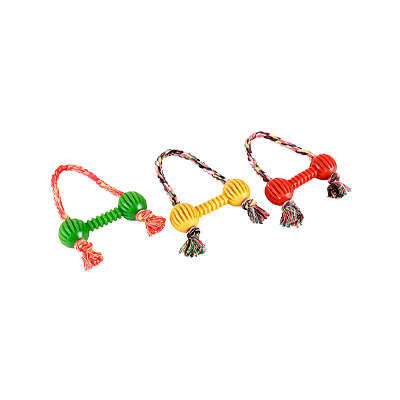 Brinquedo Art Injet Halteres Vazado com Corda para Cães - Cores Sortidas M