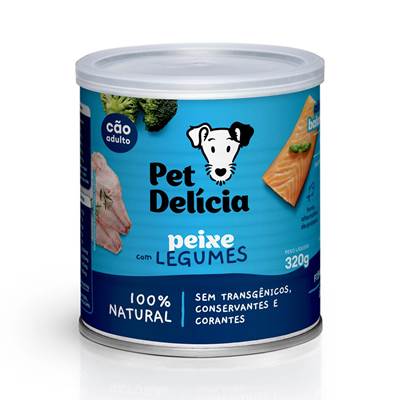 Ração Úmida Pet Delícia para Cães Adultos sabor Peixe com Legumes 320g