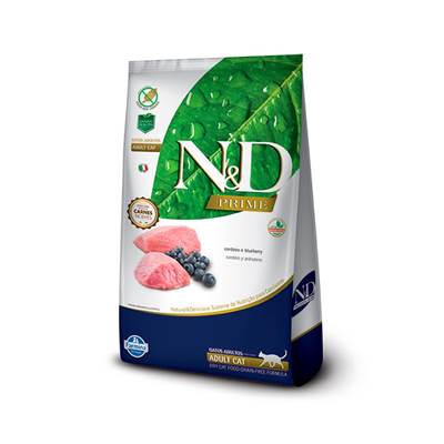 Ração N&D Prime para Gatos Adultos sabor Cordeiro & Blueberry 7,5kg