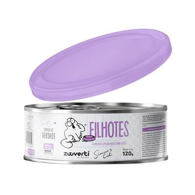 Alimento Natural Zooverti Simon's Cat para Gatos Filhotes Sabor Frango e Carne 120g