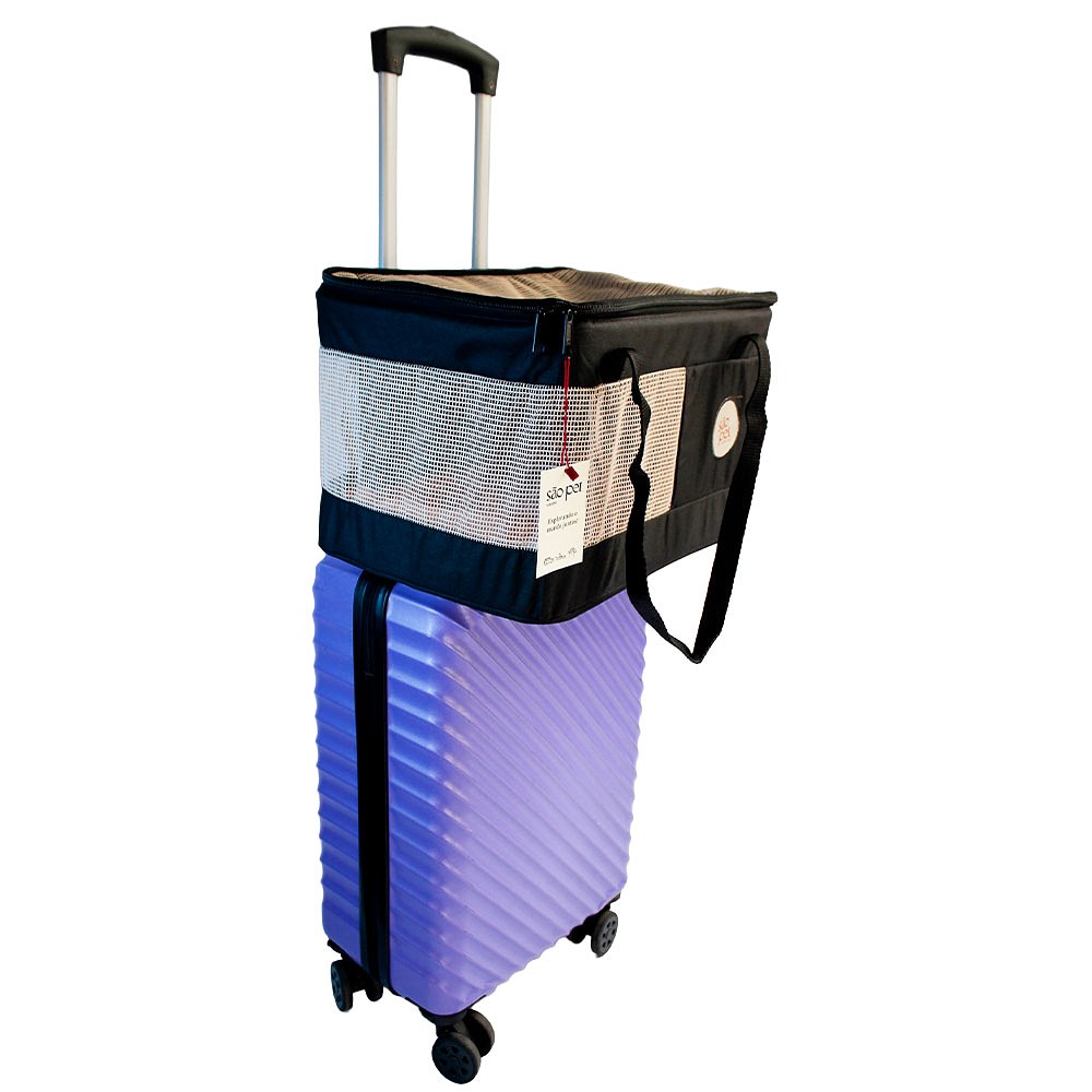 Bolsa de Transporte São Pet Aerial LT para Cães e Gatos Preta