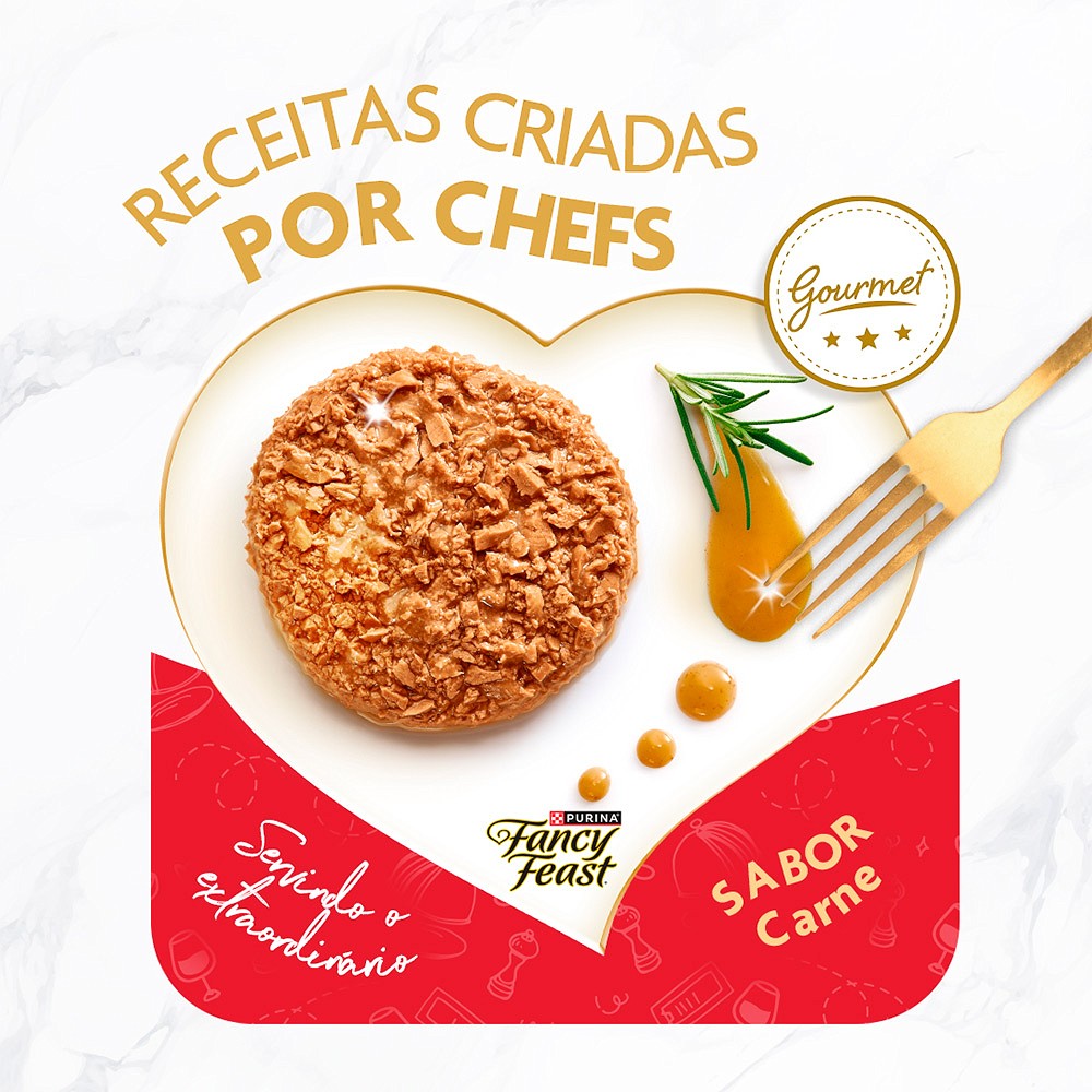 Ração Fancy Feast Sachê para Gatos Adultos sabor Demi Glace Carne 