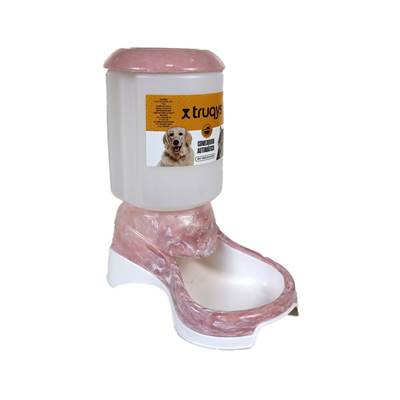 Comedouro Automático Truqys Pet Galão Plástico Mármore Carrara Rosé para Cães e Gatos U