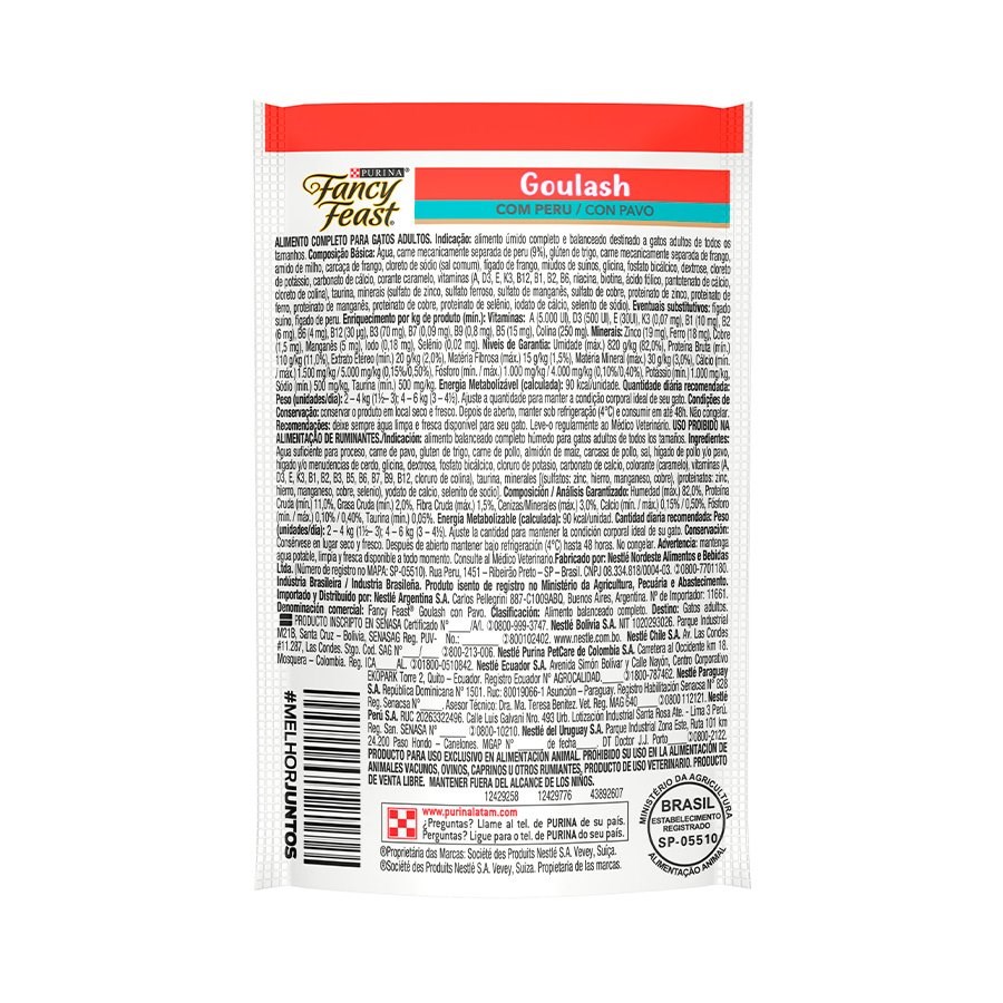 Ração Fancy Feast Sachê para Gatos Adultos sabor Goulash Peru 