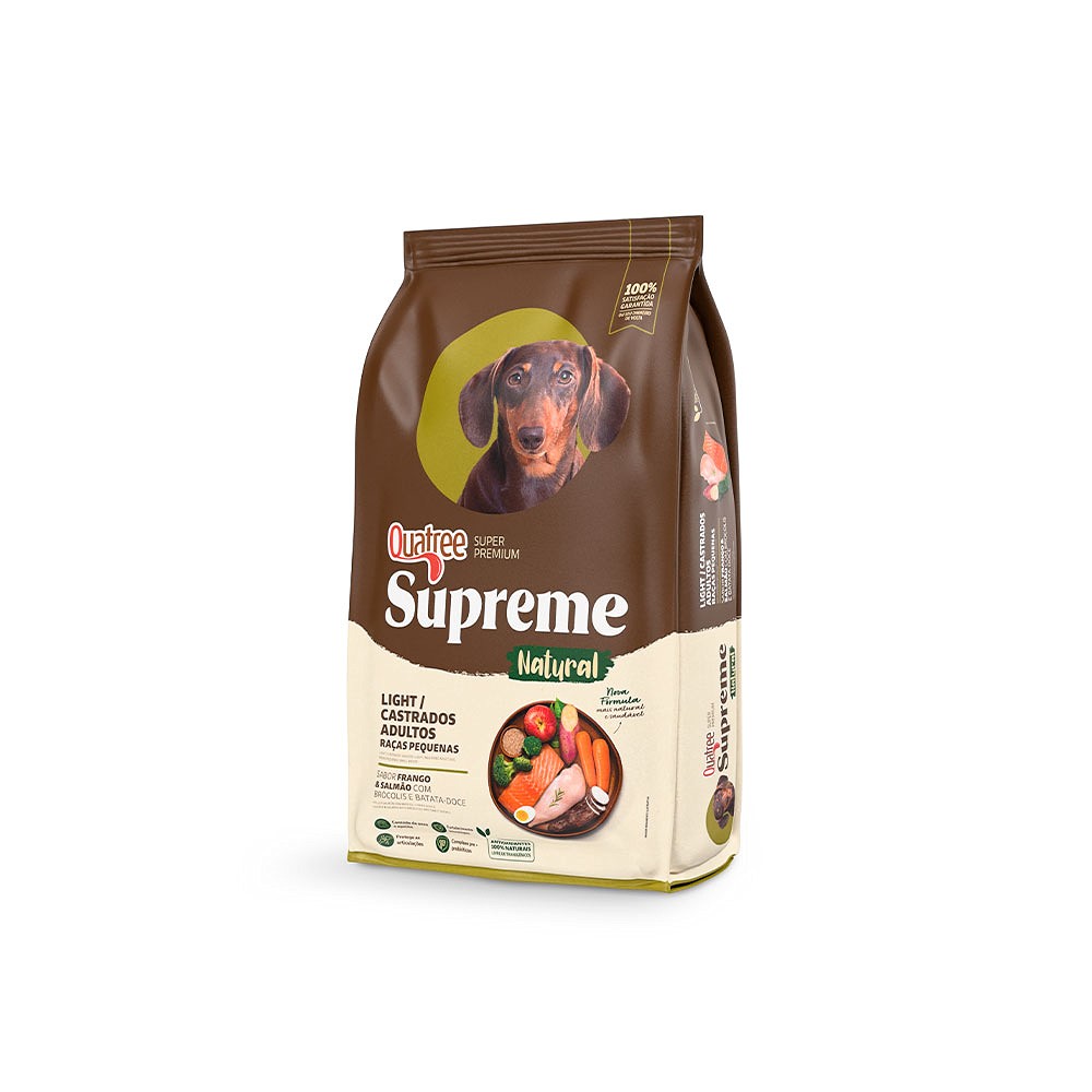Ração Supreme Quatree Light para Cães Adultos Castrados de Porte Pequeno Sabor Frango e Salmão
