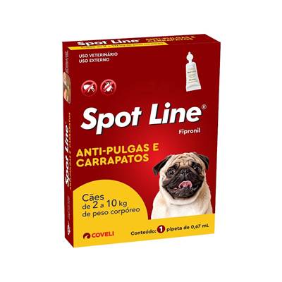 Antipulgas e Carrapatos Spot Line para Cães de 2kg a 10kg 1 pipeta