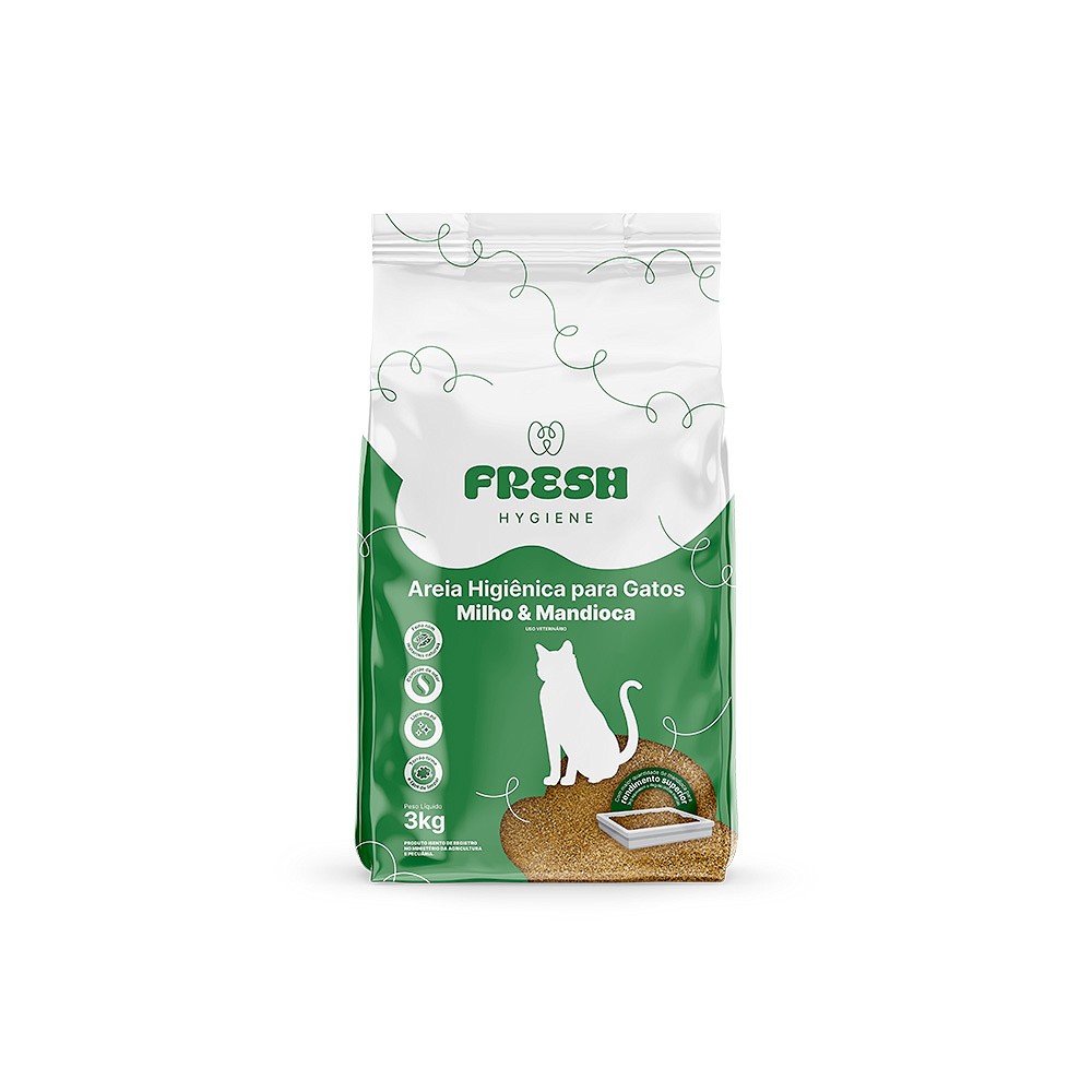 Areia Higiênica Fresh Milho e Mandioca para Gatos