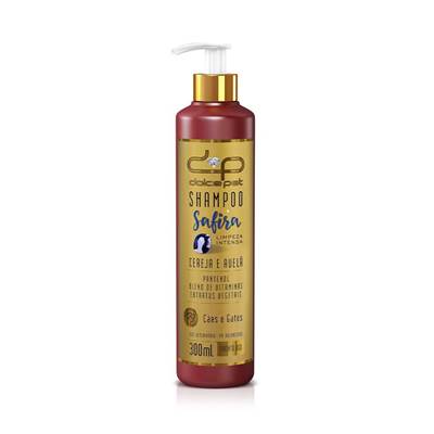 Shampoo Dolce Pet Safira Limpeza Intensa Cereja e Avelã para Cães e Gatos 300ml