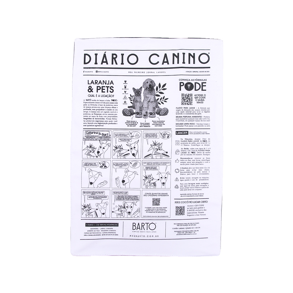 Tapete Higiênico Lavável Bartô Diário Canino Tradicional Mini para Cães 