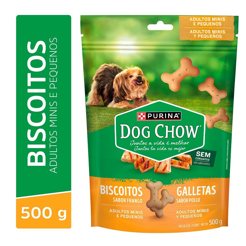 Biscoito Dog Chow para Cães Adultos Mini e Pequenos Sabor Frango