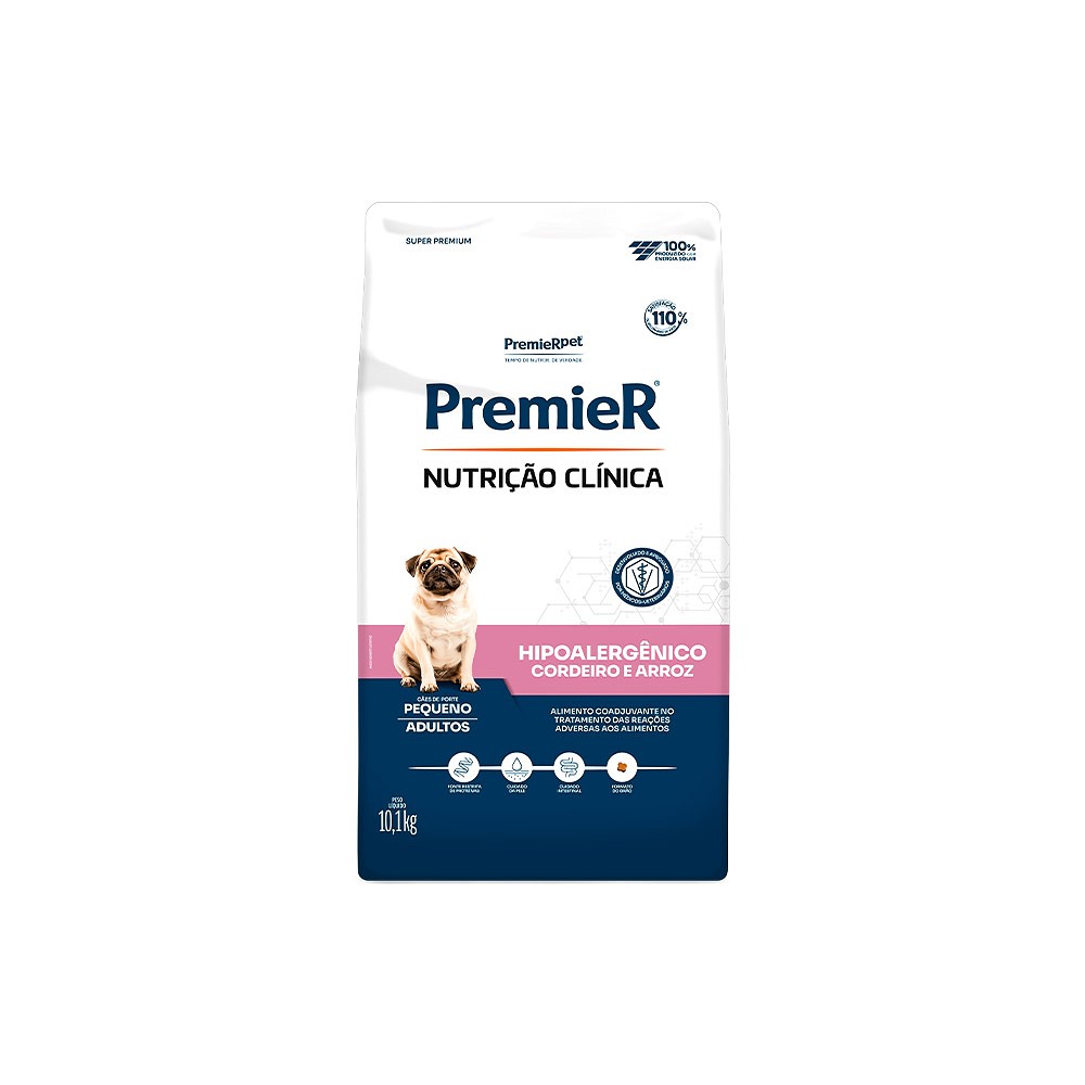 Ração Premier Nutrição Clínica Hipoalergênico para Cães de Pequeno Porte sabor Cordeiro e Arroz