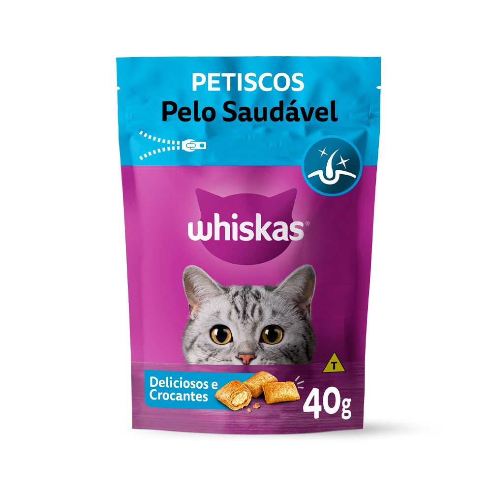 Petisco Whiskas Temptations Pelo Saudável para Gatos Adultos