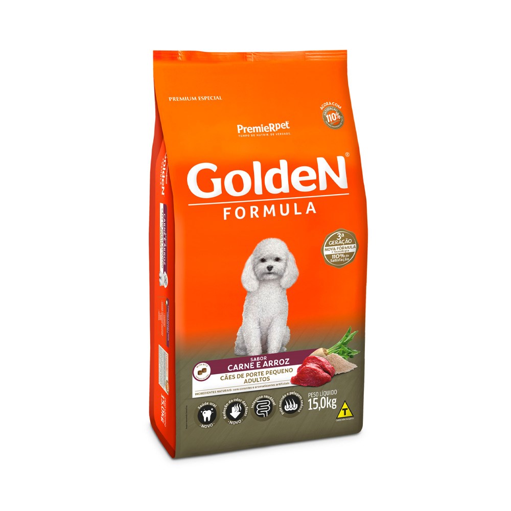 Ração Golden Fórmula Mini Bits para Cães de Pequeno Porte Adultos sabor Carne & Arroz