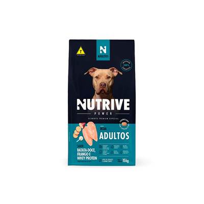 Ração Nutrive Power para Cães Adultos sabor Batata-Doce, Frango e Whey Protein 