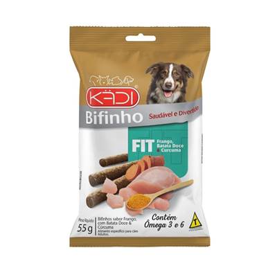 Snack Kadi Bifinho FIT para Cães Sabor Frango, Batata Doce e Cúrcuma 55g