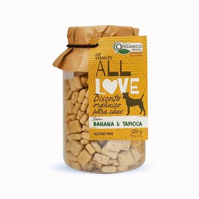 Biscoitos Orgânicos All Love para Cães sabor Banana & Tapioca 200g